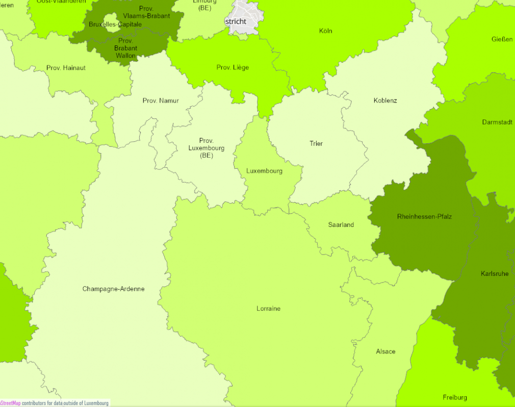 Carte des dépenses dans la R&D. ©SIG-GR. 